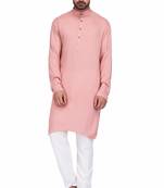 Elegent dusty pink rayon long kurta with white pants
