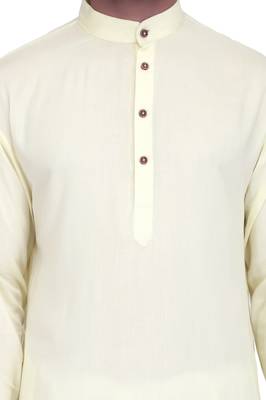 Lemon yellow rayon long kurta with white pants 4