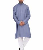 Elegent grey rayon long kurta with white pants