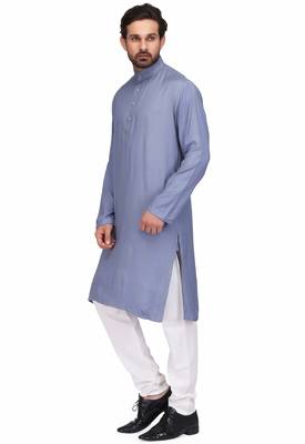 Elegent grey rayon long kurta with white pants 2