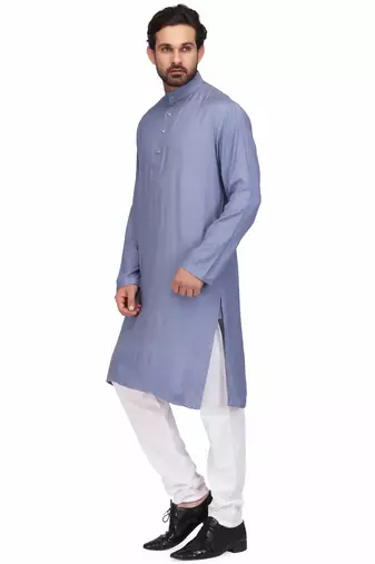 Elegent grey rayon long kurta with white pants