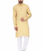 Elegent yellow rayon long kurta with white pants