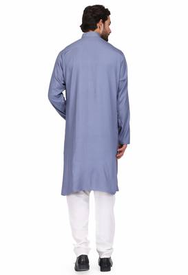 Elegent grey rayon long kurta with white pants 3
