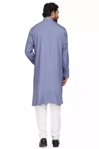 Elegent grey rayon long kurta with white pants