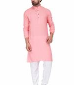 Elegent pink rayon long kurta with white pants