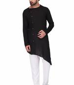 Designer black rayon kurta set with white pants