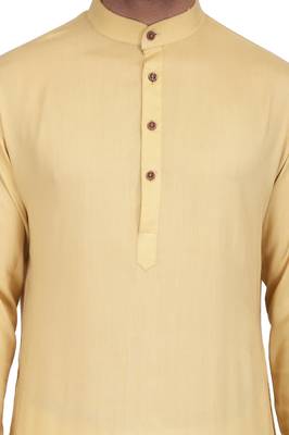 Elegent yellow rayon long kurta with white pants 4