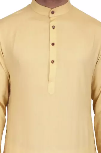 Elegent yellow rayon long kurta with white pants