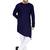 Designer navy blue rayon kurta set with white pants