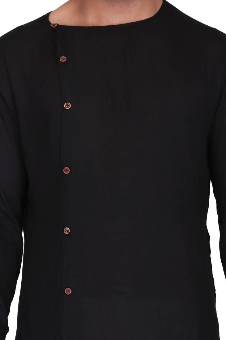 Designer black rayon kurta set with white pants