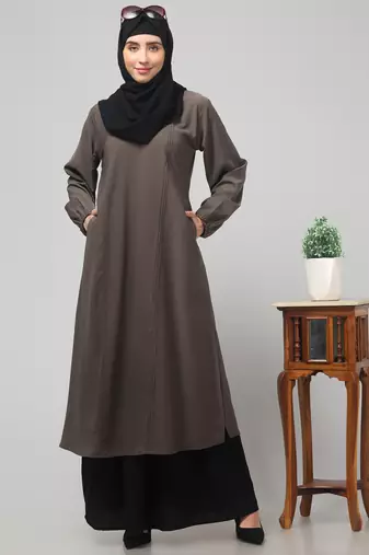  Womens abaya Dress with Elasticated Sleeves    Side pocket