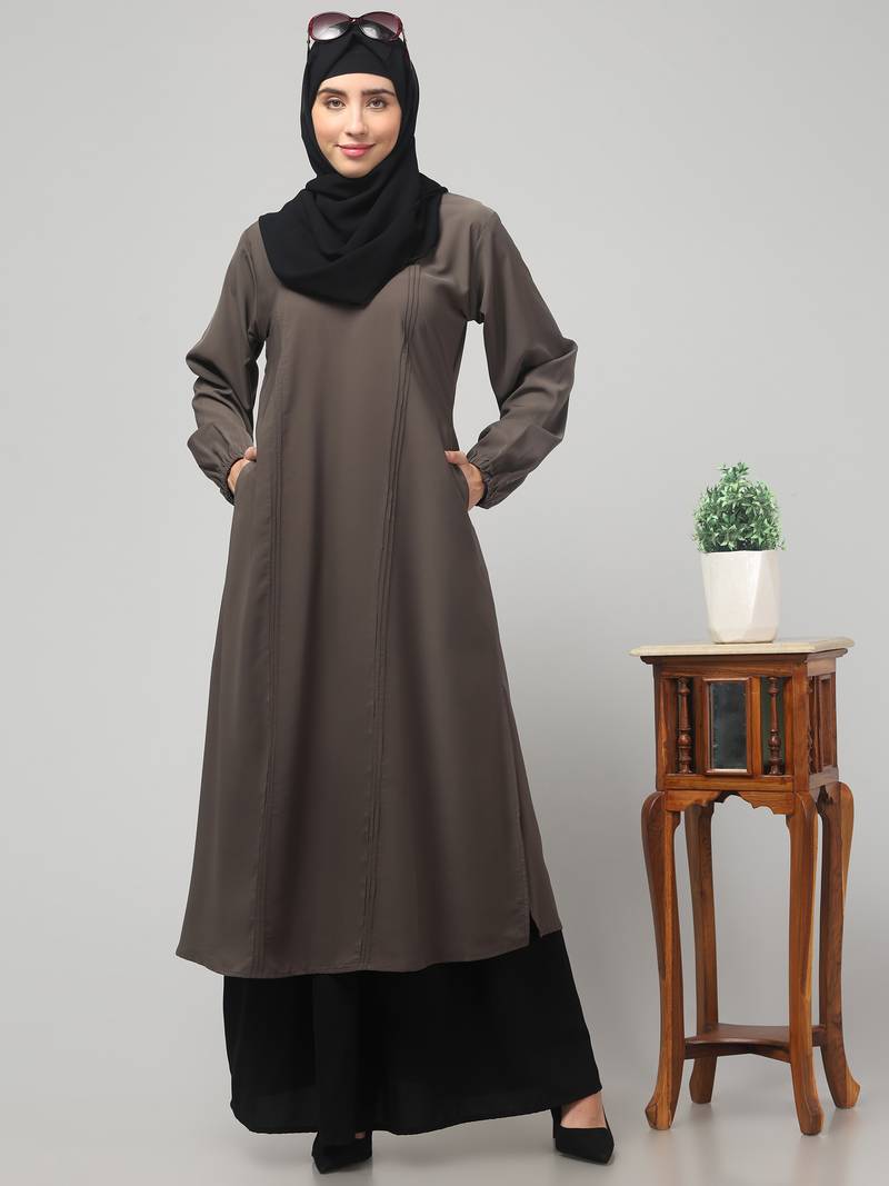  Womens abaya Dress with Elasticated Sleeves    Side pocket