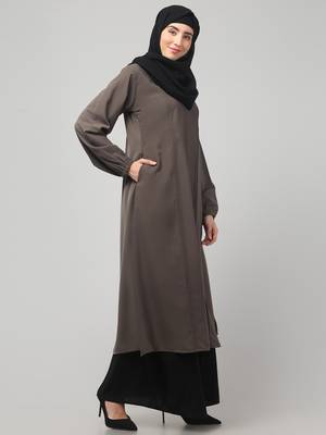  Womens abaya Dress with Elasticated Sleeves    Side pocket 2