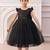 Black solid net fit & flare party dress for girls