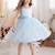 Blue solid net fit & flare party dress for girls