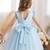 Blue solid net fit & flare party dress for girls