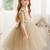 Cream solid net fit & flare party dress for girls