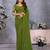 Olive georgette solid saree with embroidery work blouse piece