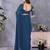 Blue georgette solid saree with embroidery work blouse piece