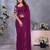Purple georgette solid saree with embroidery work blouse piece