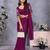 Purple georgette solid saree with embroidery work blouse piece