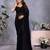 Black georgette solid saree with embroidery work blouse piece