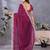 Purple fandy chiffon resham embroiderd saree with matching blouse piece