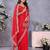 Red fandy chiffon resham embroiderd saree with matching blouse piece