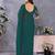 Teal georgette solid saree with embroidery work blouse piece