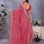 Pink vichitra silk foil print coding work saree with matching blouse piece