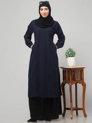 Women abaya Dress Double color Sided pocket 1