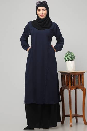 Women abaya Dress Double color Sided pocket