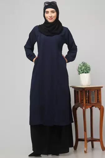 Women abaya Dress Double color Sided pocket