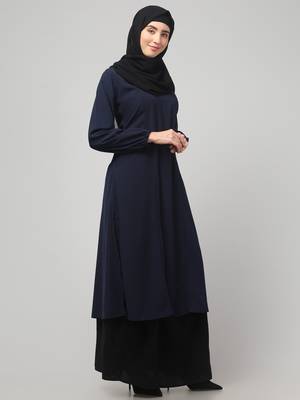 Women abaya Dress Double color Sided pocket 3