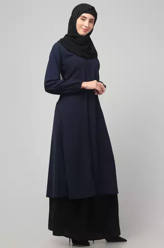 Women abaya Dress Double color Sided pocket