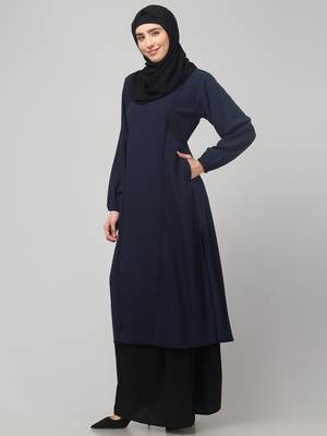 Women abaya Dress Double color Sided pocket 4