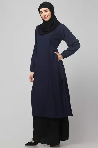 Women abaya Dress Double color Sided pocket