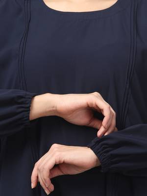 Women abaya Dress Double color Sided pocket 5