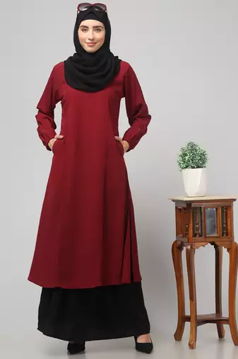 Women abaya Burqa Dress Double color Sided pocket