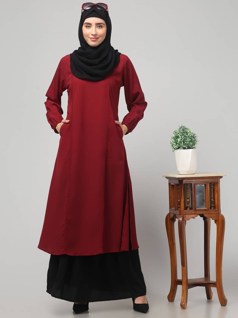 Women abaya Burqa Dress Double color Sided pocket