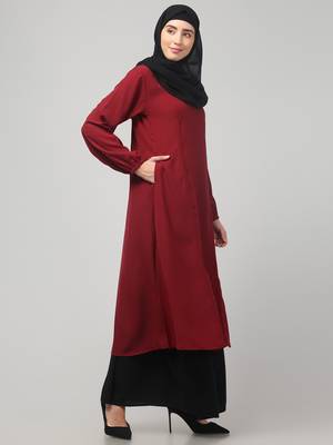 Women abaya Burqa Dress Double color Sided pocket 3