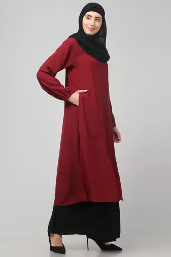 Women abaya Burqa Dress Double color Sided pocket