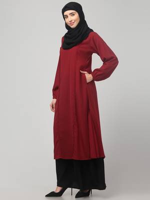 Women abaya Burqa Dress Double color Sided pocket 4