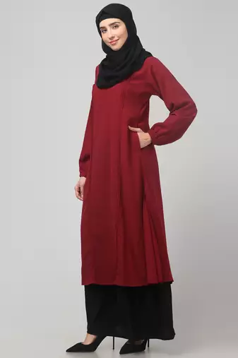 Women abaya Burqa Dress Double color Sided pocket