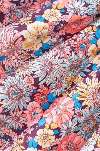 Multicolor printed crepe fit & flare dress with shrug for girls