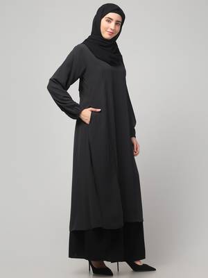Women & girls abaya Burqa Dress Double color Sided pocket 3