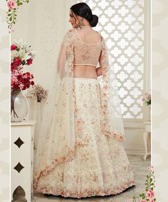 Soft premium Net Lehenga Off white  Color With Embroidery Work, Stone work 4