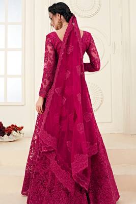 Soft premium Net Lehenga Pink Color With Embroidery Work, Stone work 2