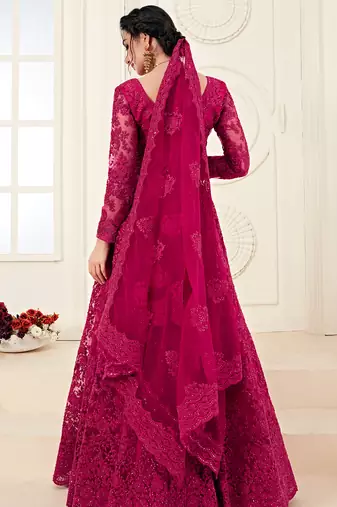 Soft premium Net Lehenga Pink Color With Embroidery Work, Stone work