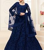 Soft premium Net Lehenga Blue Color With Embroidery Work, Stone work